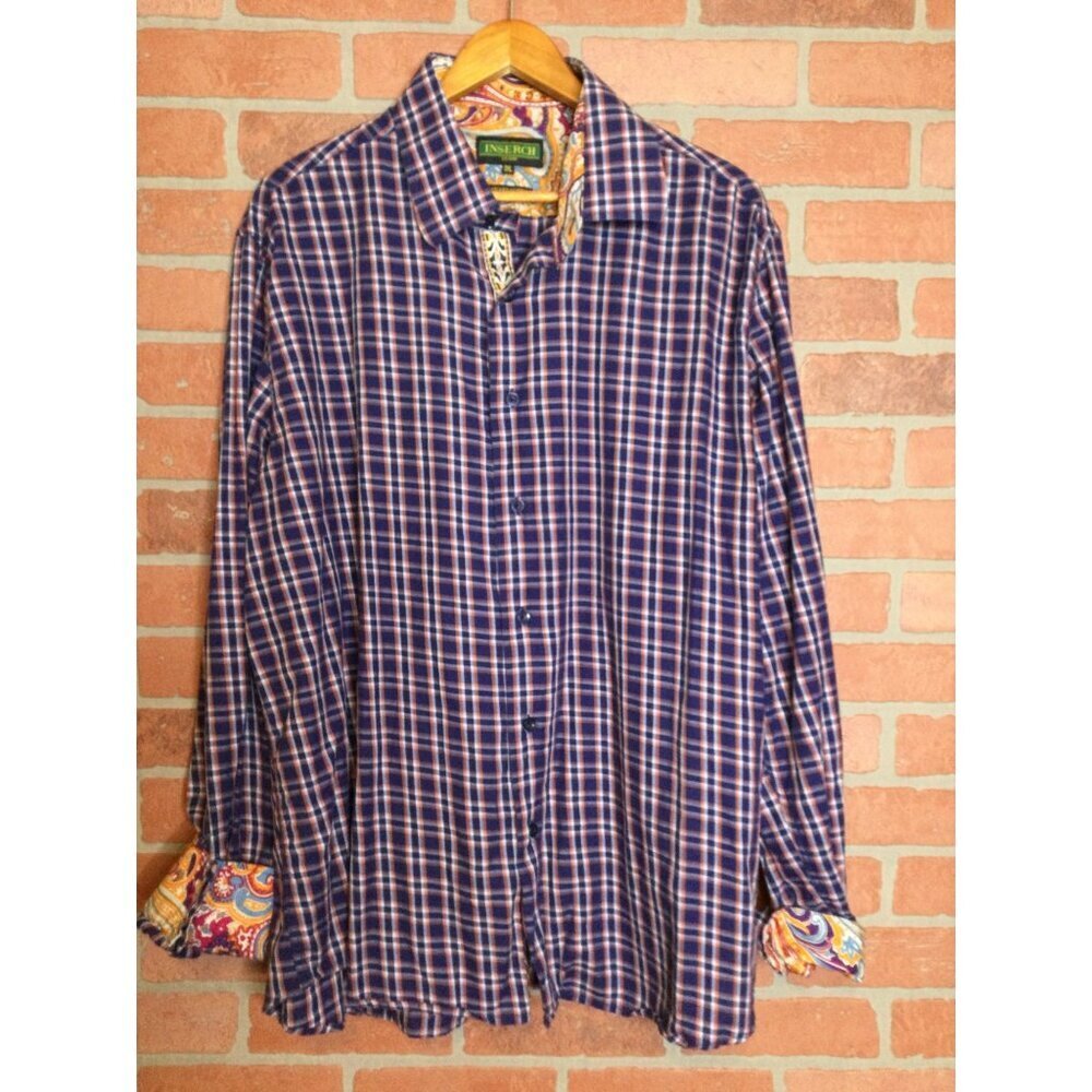 Inserch Icon 3XL Jacquard Cotton Long Sleeve Shirt Contrast Flip Cuffs Colorful